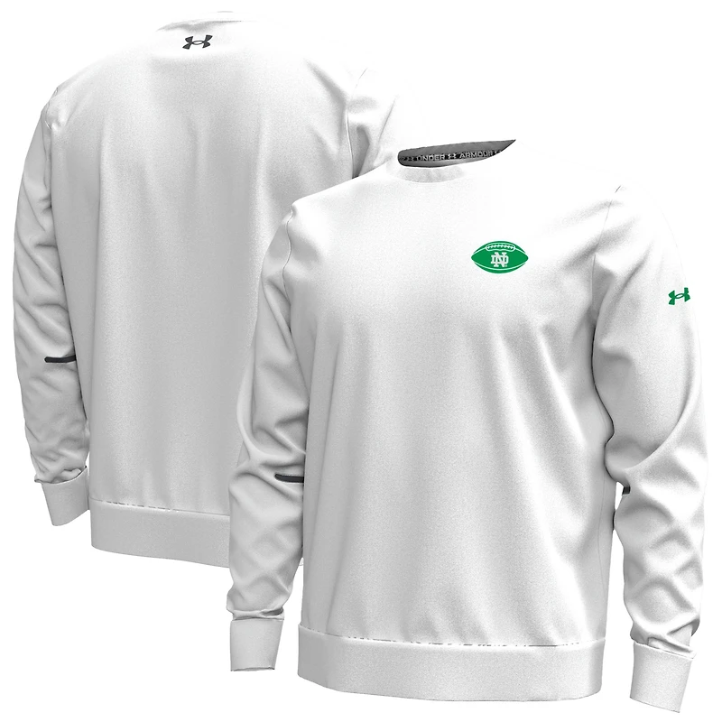 Sweat-shirt en molleton Under Armour blanc pour homme, motif Fighting Irish de Notre Dame, idéal le football