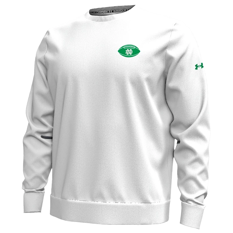 Men's Under Armour White Notre Dame Fighting Irish Football Unstoppable Fleece Sweatshirt