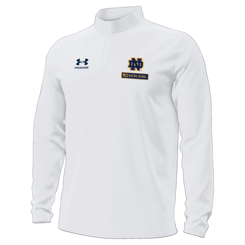 Pull à col zippé Under Armour blanc Notre Dame Fighting Irish Freedom Collection Motion pour homme