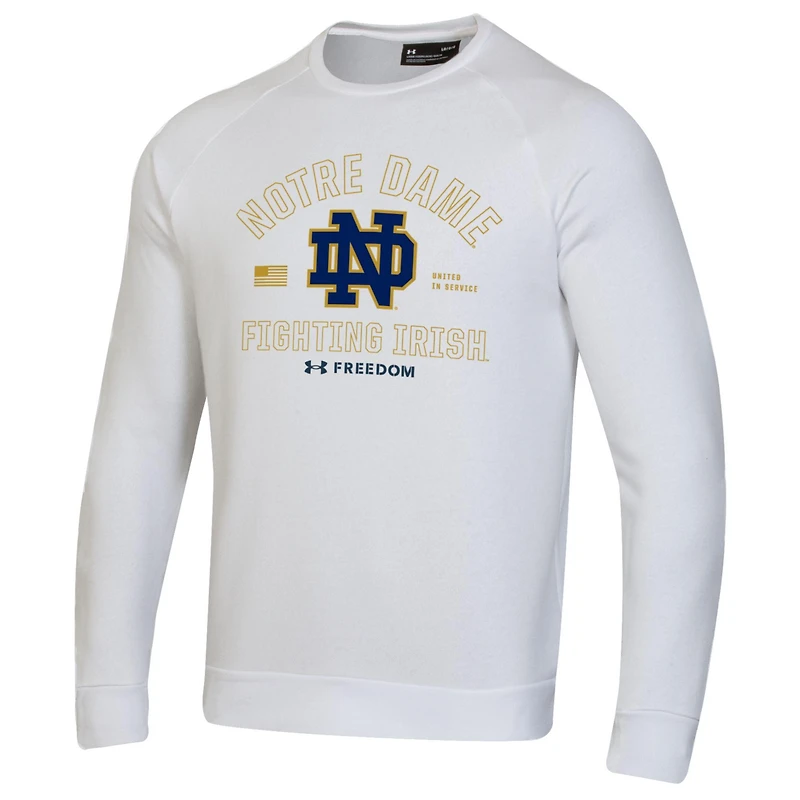 Sweat-shirt polaire blanc Under Armour Notre Dame Fighting Irish Freedom Rival pour homme
