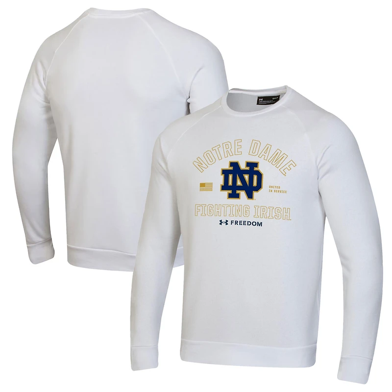 Sweat-shirt polaire blanc Under Armour Notre Dame Fighting Irish Freedom Rival pour homme