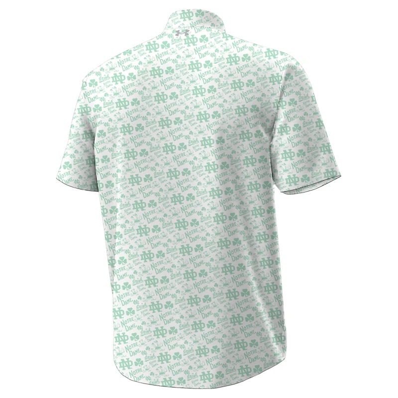 Men's Under Armour Tan Notre Dame Fighting Irish Gameday Armourfuse Camp Button-Up Shirt
