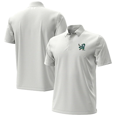 Men's Under Armour White Notre Dame Fighting Irish Hockey Leprechaun Drive Micro Groove Stripe Polo