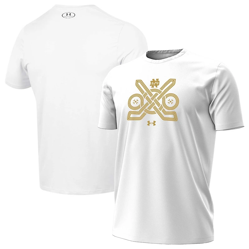 T-shirt de hockey blanc Under Armour pour homme Notre Dame Fighting Irish Ireland