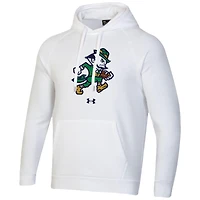Sweat à capuche en polaire Under Armour blanc pour homme Notre Dame Fighting Irish Leprechaun Rival