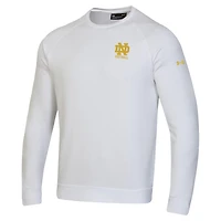 Men's Under Armour  White Notre Dame Fighting Irish Metallic Rival Fleece Crewneck Sweatshirt