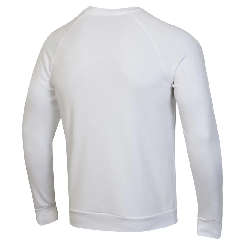 Men's Under Armour White Notre Dame Fighting Irish Metallic Rival Fleece Crewneck Sweatshirt