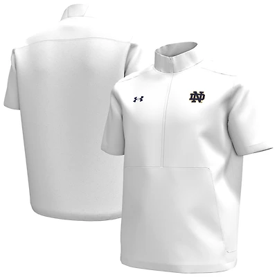 Haut à manches courtes et fermeture éclair quart de tour pour homme Under Armour Notre Dame Fighting Irish Motivate blanc