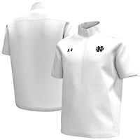 Haut à manches courtes et fermeture éclair quart de tour pour homme Under Armour Notre Dame Fighting Irish Motivate blanc