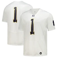 Maillot de football réplique Under Armour blanc Notre Dame Fighting Irish n°1 pour homme