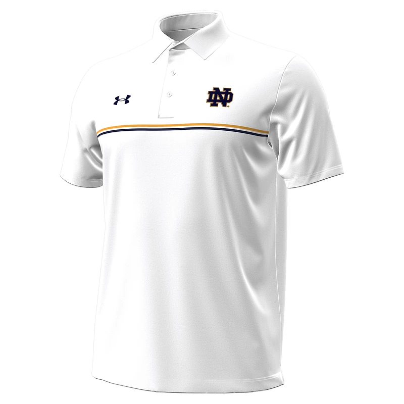 Men's Under Armour White Notre Dame Fighting Irish Performance Drive Chest Stripe Polo