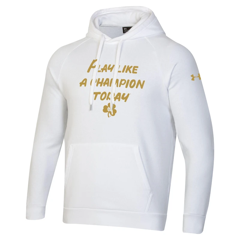 Sweat à capuche blanc Under Armour Notre Dame Fighting Irish PLACT Gold Rush Rival Raglan pour hommes
