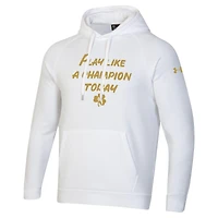 Sweat à capuche blanc Under Armour Notre Dame Fighting Irish PLACT Gold Rush Rival Raglan pour hommes
