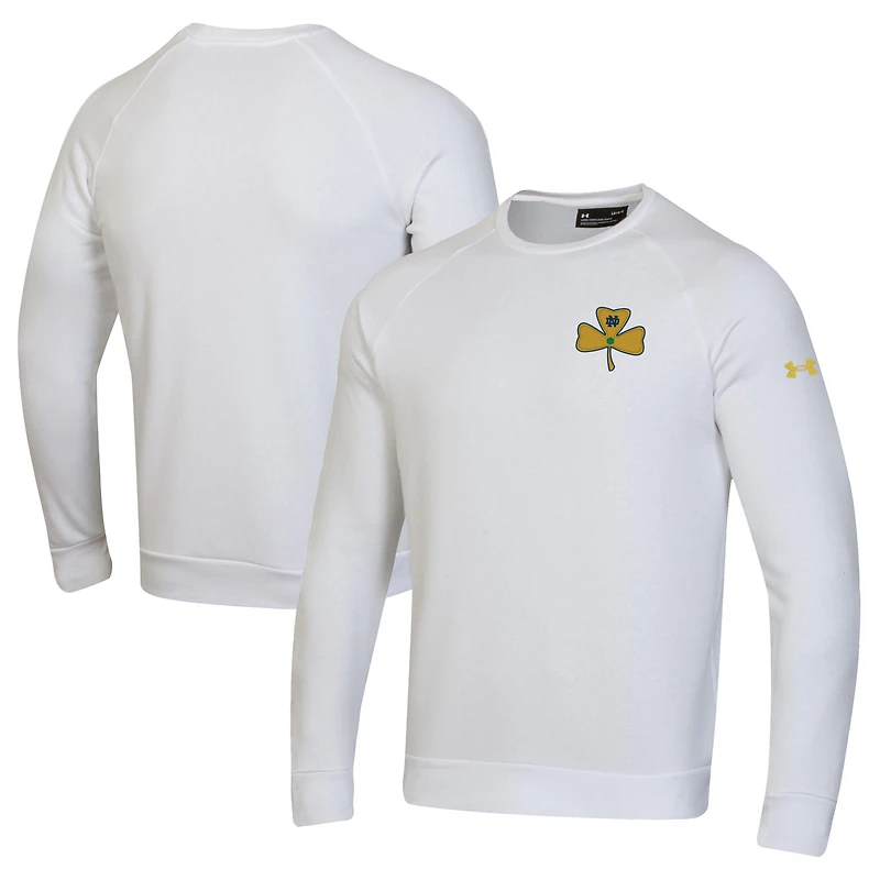 Sweat-shirt polaire Under Armour Rival blanc pour homme, motif trèfle Shillelagh Fighting Irish de Notre Dame