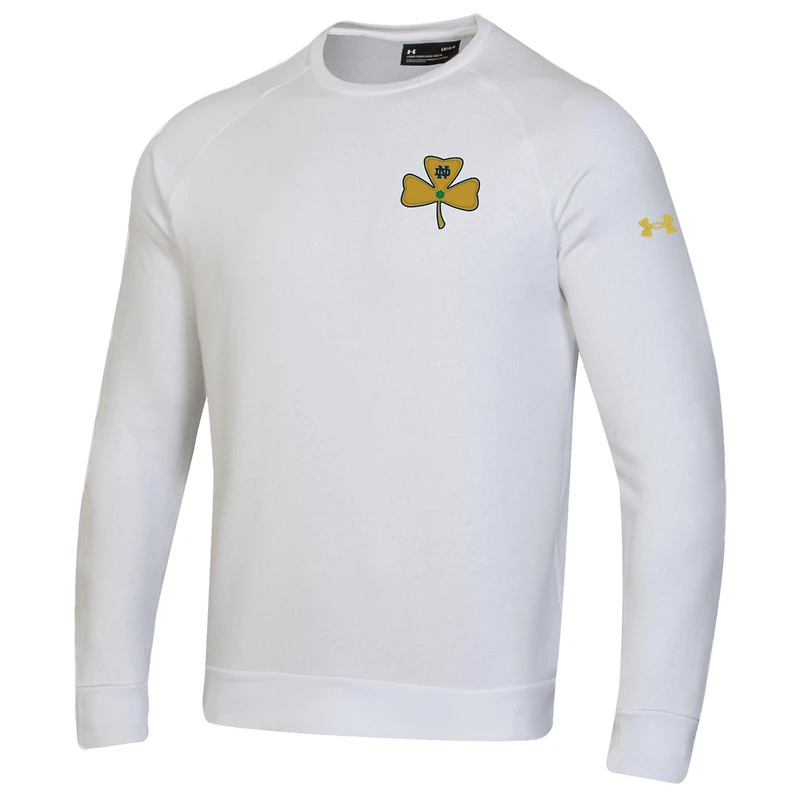 Sweat-shirt polaire Under Armour Rival blanc pour homme, motif trèfle Shillelagh Fighting Irish de Notre Dame