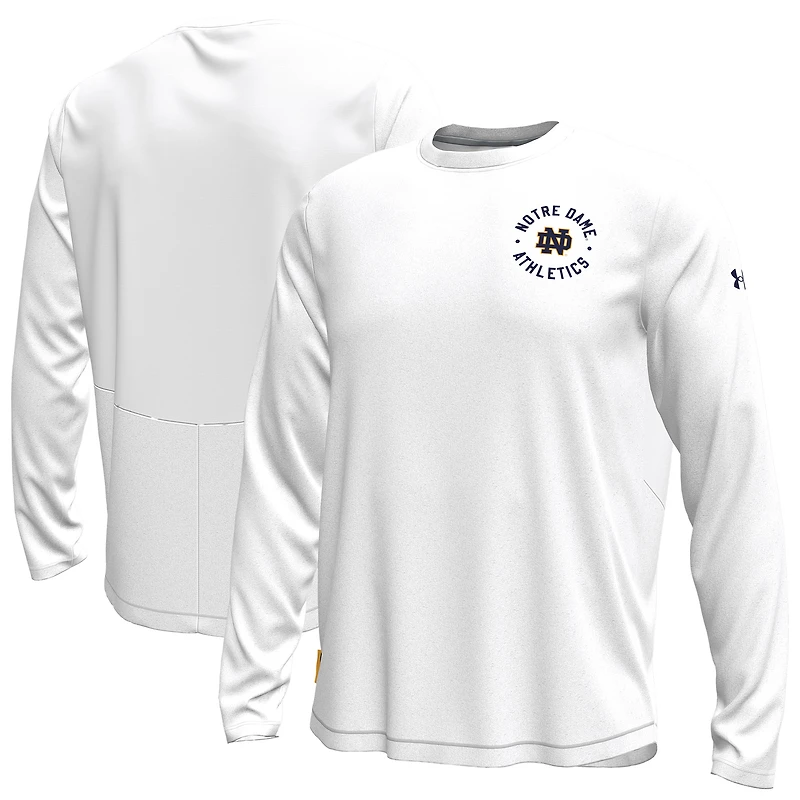 T-shirt à manches longues Under Armour blanc pour homme, Fighting Irish de Notre Dame, Knockout