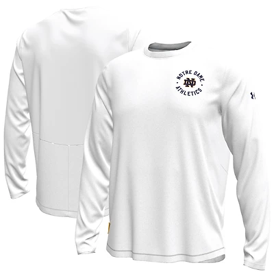 T-shirt à manches longues Under Armour blanc pour homme, Fighting Irish de Notre Dame, Knockout