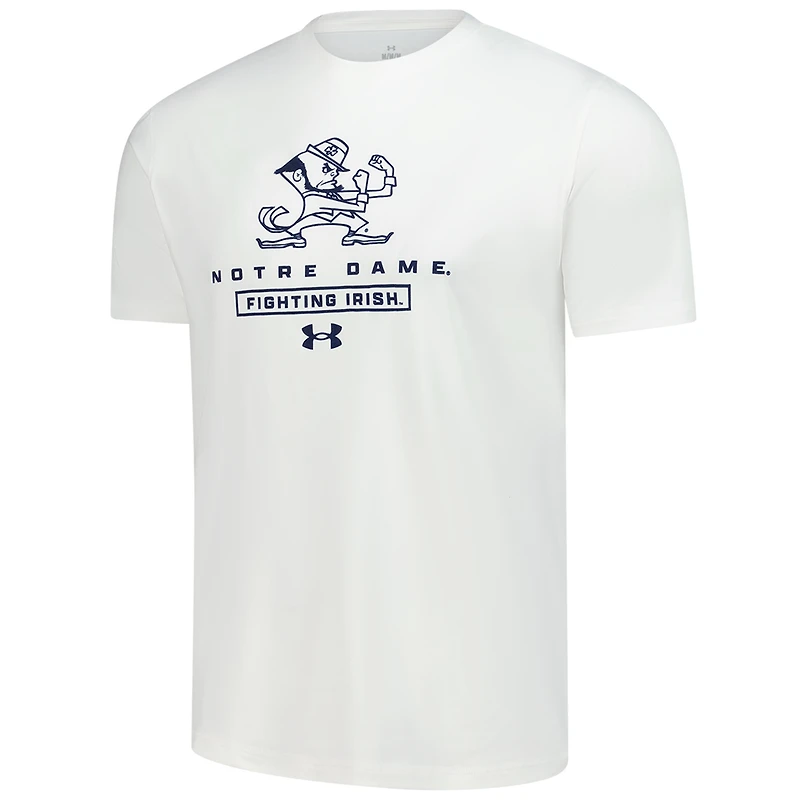 T-shirt Under Armour blanc pour homme, modèle Fighting Irish Stack Stretch Performance