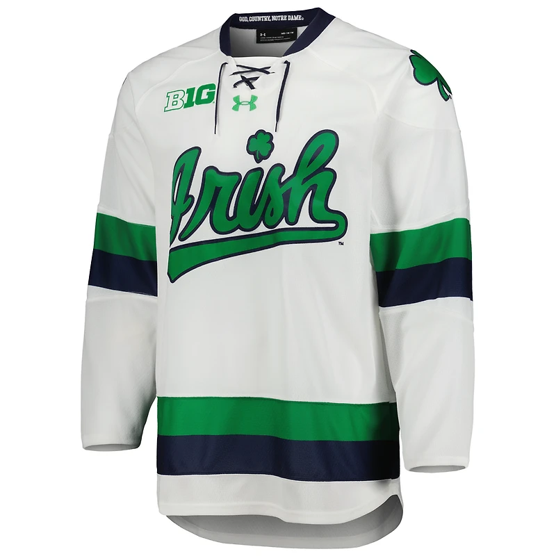Men's Under Armour White Notre Dame Fighting Irish Team Replica Hockey Jersey