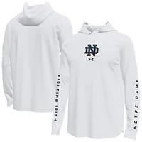 Men's Under Armour  White Notre Dame Fighting Irish Tech Stretch Long-Sleeve Hooded T-Shirt