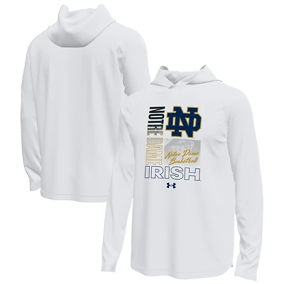 Men's Under Armour White Notre Dame Fighting Irish Unity Shooting Long Sleeve Hooded T-Shirt