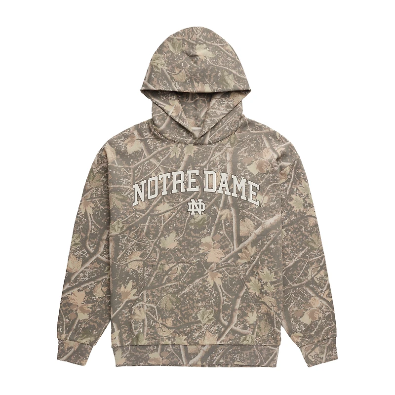 Sweat à capuche polaire camouflage Uscape Apparel pour homme, motif Notre Dame Fighting Irish Back Bay