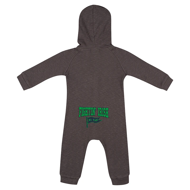 Barboteuse à capuche et boutons-pression en gaufre Zando-Zan pour nouveau-né bébé Colosseum Charcoal Notre Dame Fighting Irish