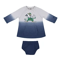 Newborn & Infant Colosseum Gray/Navy Notre Dame Fighting Irish Hand Ombre Dress Bloomers Set