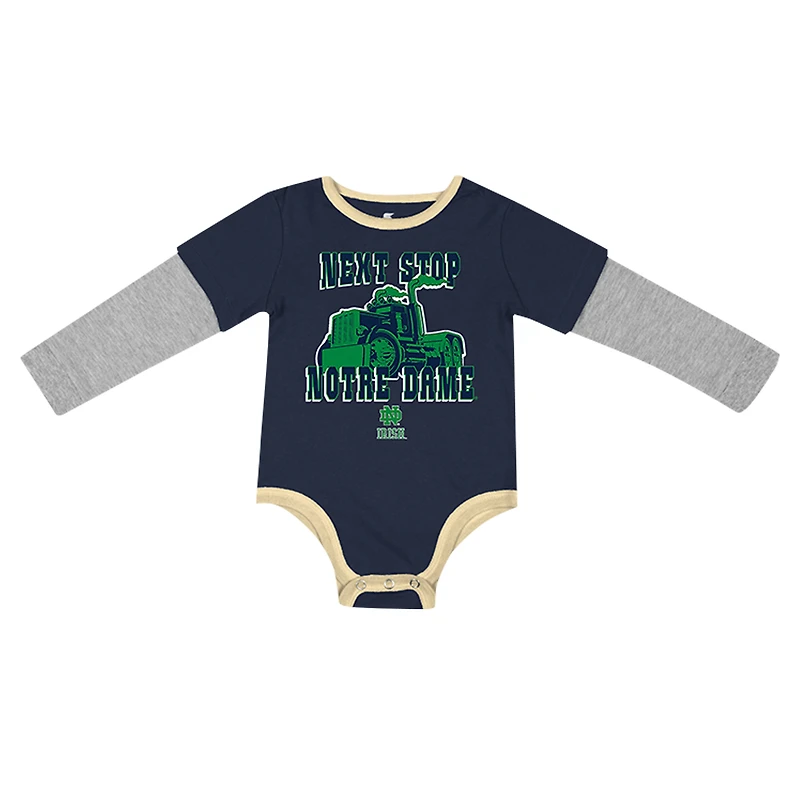 Body à manches longues pour nouveau-né et bébé Colosseum Navy Notre Dame Fighting Irish Next Stop