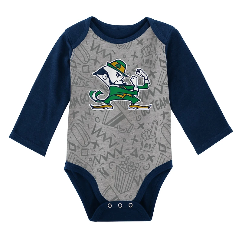 Lot de 2 bodys à manches longues Notre Dame Fighting Irish pour nouveau-né et nourrisson vert/gris