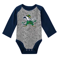 Lot de 2 bodys à manches longues Notre Dame Fighting Irish pour nouveau-né et nourrisson vert/gris