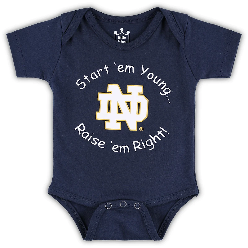 Body pour nouveau-né et bébé bleu marine Notre Dame Fighting Irish Start 'Em Young