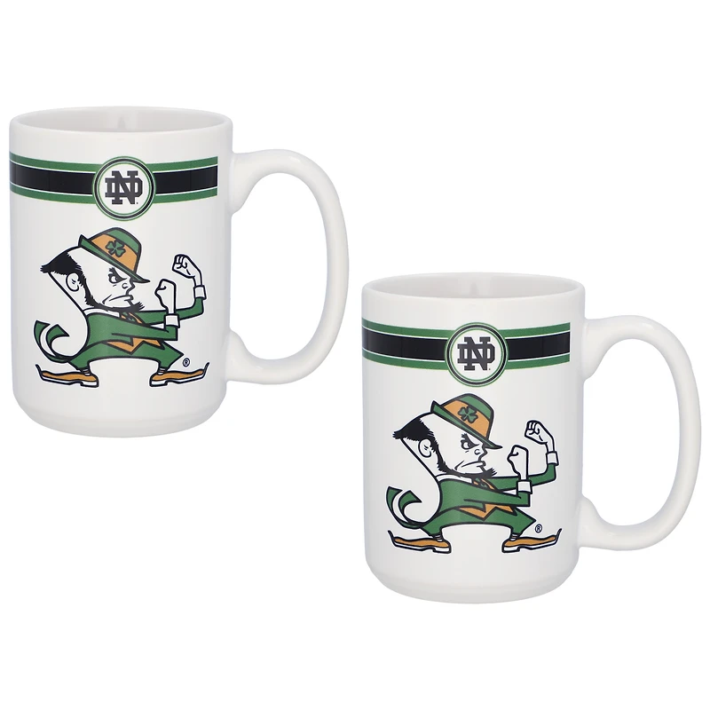 Lot de deux tasses à café classiques de 15 oz des Fighting Irish de Notre Dame