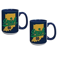 Lot de deux tasses à café de 15 oz des Fighting Irish de Notre Dame