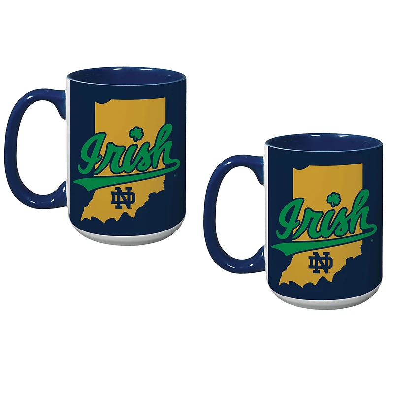 Lot de deux tasses à café de 15 oz des Fighting Irish de Notre Dame