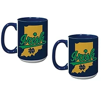 Lot de deux tasses à café de 15 oz des Fighting Irish de Notre Dame