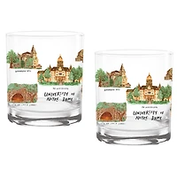 Lot de 2 verres à whisky Notre Dame Fighting Irish de 14 oz. Ensemble de roches universitaires Laura Wilcox