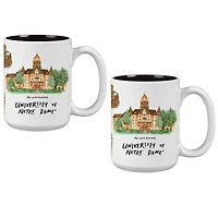 Lot de 2 tasses de 15 oz des Fighting Irish de Notre Dame. Ensemble de tasses Laura Wilcox University