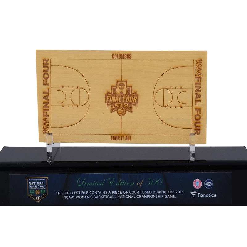 Notre Dame Fighting Irish 9.5" x 6.5" 2018 NCAA Women's Basketball National Champions Sublimated Display Case with Engraved Game-Used Court from the 2018 Final Four