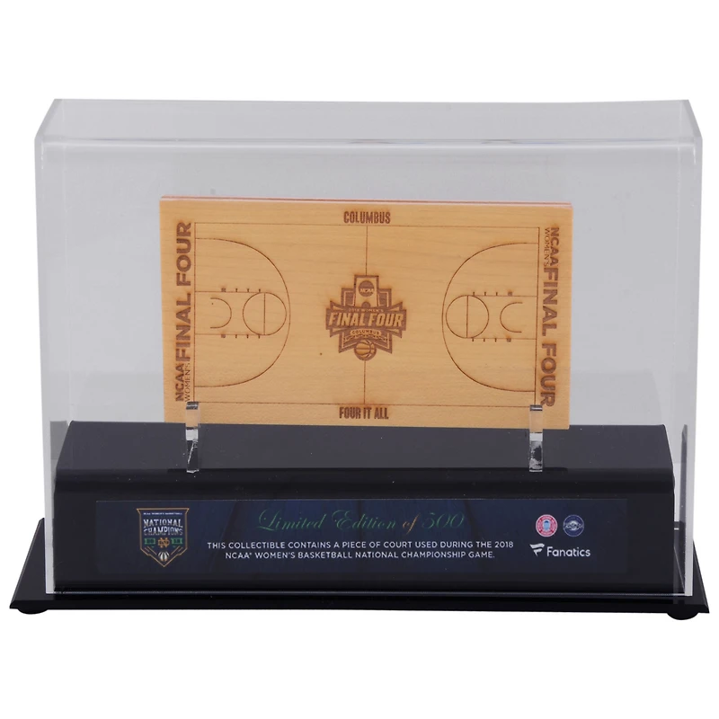 Notre Dame Fighting Irish 9.5" x 6.5" 2018 NCAA Women's Basketball National Champions Sublimated Display Case with Engraved Game-Used Court from the 2018 Final Four