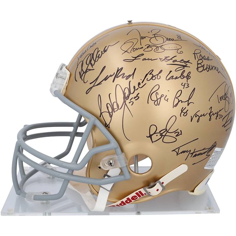 Notre Dame Fighting Irish Autographed Riddell Authentic Helmet with 32 Signatures Including Joe Montana, Ara Parseghian & Jerome Bettis