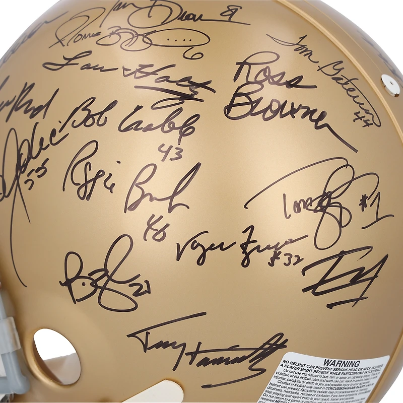 Notre Dame Fighting Irish Autographed Riddell Authentic Helmet with 32 Signatures Including Joe Montana, Ara Parseghian & Jerome Bettis