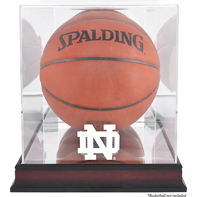 Vitrine en acajou pour ballon de basket-ball Notre Dame Fighting Irish avec fond miroir