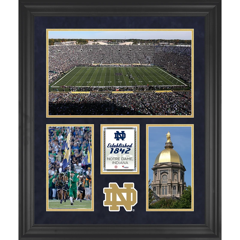 Collage encadré à 3 ouvertures de 20'' x 24'' du stade Notre Dame Fighting Irish