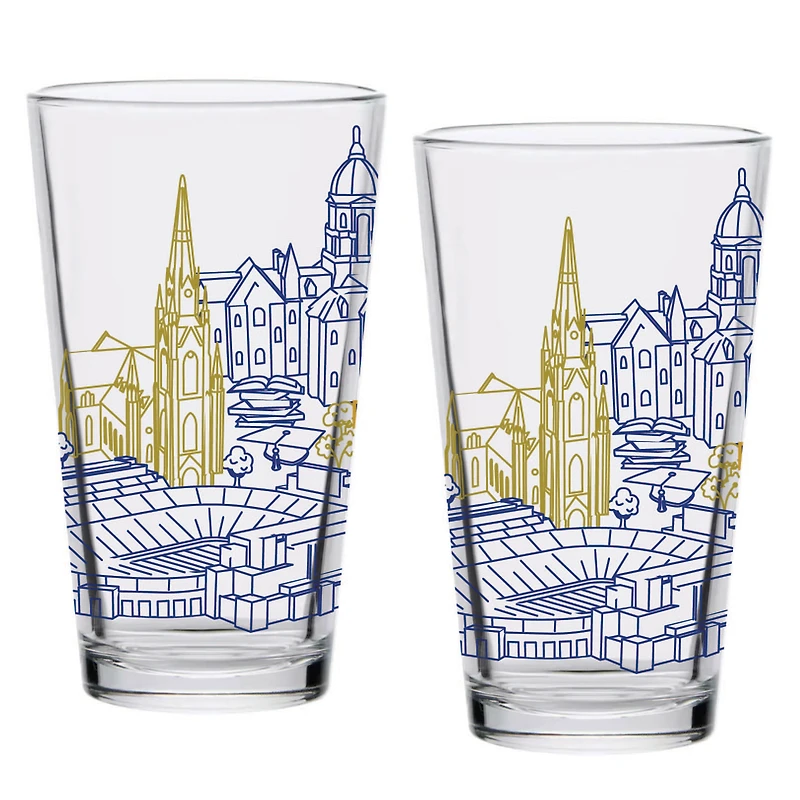 Notre Dame Fighting Irish Lot de deux 16oz. Ensemble de verres à pinte Campus Line Art