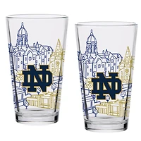 Notre Dame Fighting Irish Lot de deux 16oz. Ensemble de verres à pinte Campus Line Art