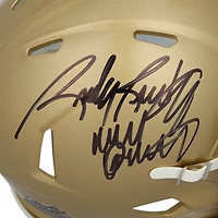 Rudy Ruettiger Notre Dame Fighting Irish Autographed Gold Riddell Speed Mini Helmet with "Never Quit" Inscription