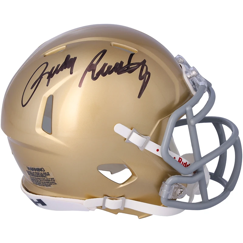 Rudy Ruettiger Notre Dame Fighting Irish Autographed Riddell Gold Speed Mini Helmet