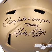 Rudy Ruettiger Notre Dame Fighting Irish Autographed Riddell Gold Speed Replica Helmet with "Play like a Champion Today!" Inscription