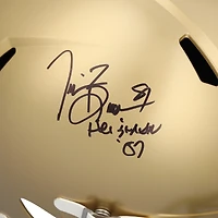 Casque Riddell Speed ​​autographié par Tim Brown des Fighting Irish de Notre Dame avec inscription « Heisman 87 »
